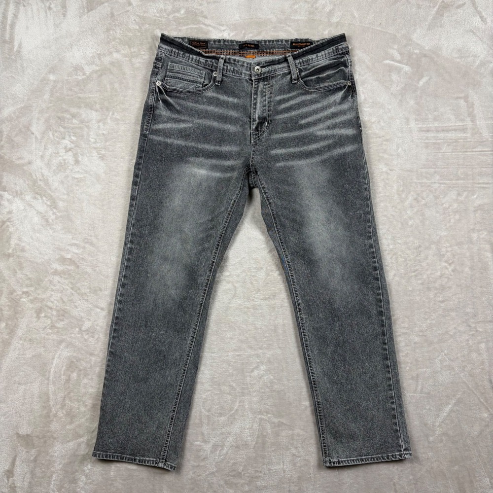 True Rebel 805 Straight Fit Jeans Mens 34x30 Acid Washed Grey Premium Denim